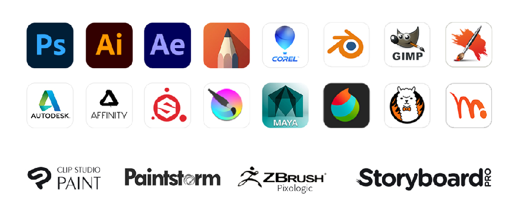 list of compatible software examples, Xencelabs Pen Tablet Medium Bundle SE
